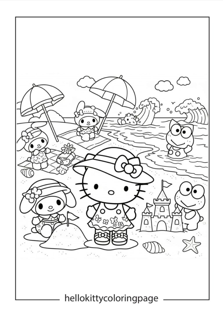 Free Hello Kitty Summer Coloring Pages | Printable For Kids