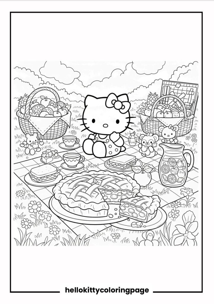 Hello Kitty Picnic Scene with Apple Pie