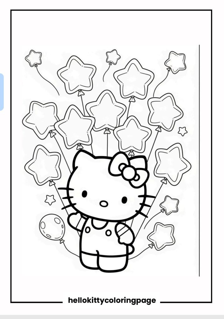 4th of july hello kitty stepper with Star Balloons