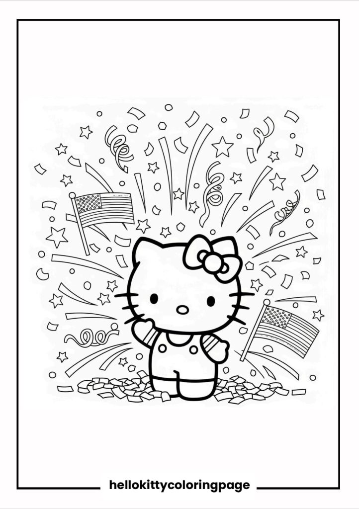 American Kitty with Patriotic Confetti