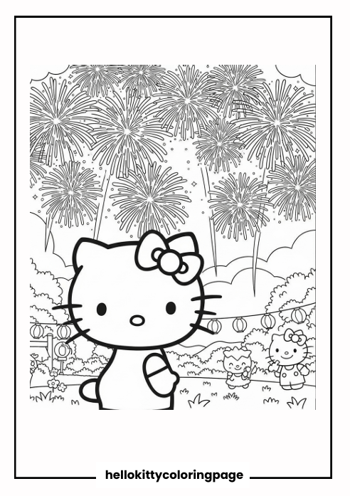Hello Kitty Watching Fireworks 