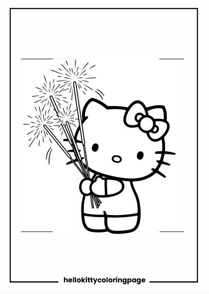 Kitty Holding Sparklers for 4th july